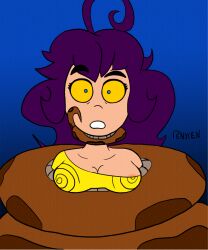  ahoge animated animated_eyes_only animated_gif breasts coils expressionless femsub hypno-tan hypnotic_eyes kaa_eyes large_breasts long_hair original penken purple_hair snake 