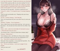 blush boots bra breath caption caption_only cleavage collarbone consensual earrings femsub hair_band high_heels kneeling leggings long_hair love maledom monsieurchuchote_(writer) panting spy_x_family sweat sweater text tights tommy_(kingdukeee) undressing wholesome yor_briar 