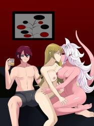 absurdres alexis_rhodes alternate_form android_21 barefoot black_sclera blonde_hair bottomless breasts dragon_ball dragon_ball_fighterz empty_eyes femsub istravas karyu_ginsora_(saibot) kissing large_breasts long_hair maledom monster_girl multiple_girls nude original pink_skin red_eyes red_hair short_hair sub_on_sub tagme tail topless white_hair yu-gi-oh! yu-gi-oh!_gx 