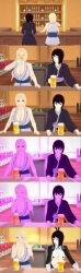  3d black_hair blonde_hair bunny_ears bunny_girl bunnysuit djiwedmewj empty_eyes femsub happy_trance large_breasts long_hair naruto_(series) shizune short_hair transformation tsunade 