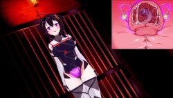  3d ahoge animated black_hair blush bouncing_breasts braid crotch_tattoo empty_eyes female_only femsub fishnets gloves hair_ornament happy_trance kantai_collection koikatsu! large_breasts leotard looking_at_viewer moawi1 open_mouth opera_gloves parasite purple_eyes pussy_juice shigure_(kantai_collection) solo sound standing standing_at_attention tattoo thigh_boots thighhighs video x-ray 