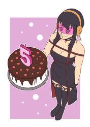  black_hair cake ef-nsfw femsub happy_trance milf spiral_eyes spiralwash_eyes spy_x_family visor yor_briar 