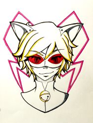 absurdres adrien_agreste alternate_costume alternianbutterfly blonde_hair cat_ears corruption malesub mask miraculous_ladybug red_eyes super_hero traditional