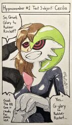 brown_hair femsub gardevoir jesturia latex nintendo pokemon ring_eyes rubber smile tagme team_rocket text traditional