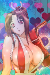breasts danni68_(manipper) femsub happy_trance king_of_fighters large_breasts long_hair mai_shiranui manip ponytail spiral_eyes symbol_in_eyes