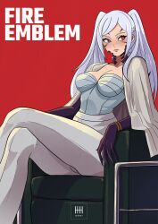  alternate_costume blush body_markings breasts chair cleavage clothed crossed_legs english_text eye_color_change facial_markings femsub fire_emblem fire_emblem_awakening gloves grima_(fire_emblem_awakening) ihsnet jacket long_hair looking_back nintendo pants possession red_background red_eyes ring_eyes robin_(fire_emblem_awakening) shirt sitting text thick_thighs thighs twintails white_hair 