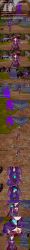 absurdres anoni_hypno aware black_eyes black_hair closed_eyes collar dialogue english_text genshin_impact long_hair mona_(genshin_impact) slime text unaware witch_hat