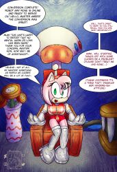 absurdres ameerashourdraws amy_rose antenna aware boots chair drone fembot femsub furry gloves happy_trance hedgehog_girl helmet knee-high_boots latex robotization sonic_the_hedgehog_(series) tech_control text