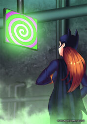 batgirl batman_(series) dc_comics femsub haryudanto hypnotic_screen long_hair orange_hair spiral super_hero tech_control western