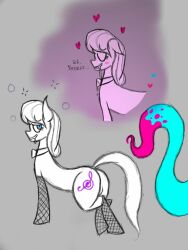 bow_tie crossed_legs cyl4s drool fishnets glowing glowing_eyes happy_trance hypnotic_drug my_little_pony octavia ribbon tentacles thighhighs