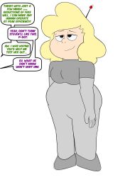 absurdres amethyst antenna blonde_hair dialogue e350 female_only femdom femsub peridot sadie_miller smile speech_bubble spiral_eyes standing standing_at_attention steven_universe symbol_in_eyes tech_control text white_background