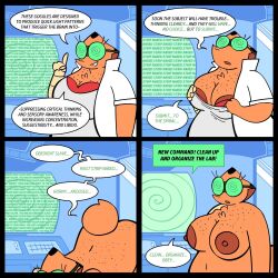  accidental_hypnosis animal_ears bbw bra chubby comic computer consensual expressionless female_only femsub fox_ears freckles furry furryblued0g glasses lab_coat large_breasts looking_at_viewer monitor navel nipples nude open_mouth original self_hypnosis shirt smile solo spiral tail tech_control text undressing wholesome 