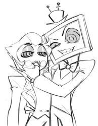 drool evil_smile finger_in_mouth hazbin_hotel lucifer_(hazbin_hotel) male_only maledom malesub ring_eyes shigarakikin sketch vox