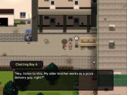 animated bare_breasts breasts brown_eyes brown_hair embarrassed exhibitionism femsub long_hair naked_apron nipples sound twintails video video_game