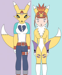 alternate_costume breasts costume dazed digimon digimon_tamers empty_eyes femsub large_breasts liquidphazon looking_at_viewer renamon rika_nonaka standing standing_at_attention tech_control