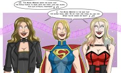  batman_(series) black_canary blonde_hair breasts cleavage dc_comics dialogue female_only femsub glowing glowing_eyes happy_trance harley_quinn hypnotic_audio hypnotic_music injustice large_breasts long_hair multicolored_hair multiple_girls multiple_subs music_meister open_mouth polmanning short_hair smile super_hero supergirl superman_(series) text western whitewash_eyes 