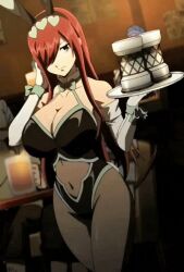  ai_art animated animated_gif ass_expansion breast_expansion bucket_helmet bunnysuit erza_scarlet fairy_tail huge_ass huge_breasts red_hair saluting thebucketeer_(generator) zombie_walk 