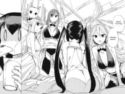 artist_request carla_(fairy_tail) empty_eyes english_text erza_scarlet fairy_tail femsub hard_translated juvia_loxar lucy_heartfilia monochrome tagme text translated wendy_marvell