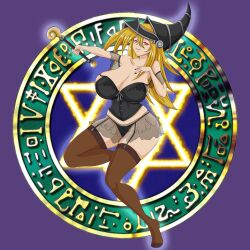 absurdres alternate_costume breasts corruption dark_magician_girl female_only femsub garter_belt glowing glowing_eyes happy_trance hat hinton_blitz large_breasts lingerie looking_at_viewer tagme underwear yu-gi-oh!