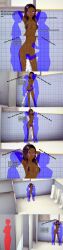  3d absurdres altered_common_sense anoni_hypno armpits arms_above_head bikini black_hair blush cum dark_skin dialogue english_text femsub handsfree_ejaculation licking mous_carter_(anoni_hypno) multiple_boys orgasm original purple_eyes short_hair sling_bikini text wet 