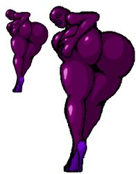 ass bald bodysuit bottomless breasts drone female_only femsub high_heels huge_ass large_breasts latex legs nude open_mouth purple_skin sasirre tech_control thick_thighs topless
