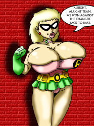  bimbofication color crazycowproductions dc_comics feminization genderswap huge_breasts robin super_hero teen_titans text transgender 