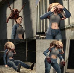  3d alien before_and_after body_control claws clothed comic corruption female_headcrab female_only femsub half-life half-life_2 half-life_alyx headcrab jeans mind_break monster_girl nightmare_fuel parasite soldierhunterm source_filmmaker transformation valve zombie 