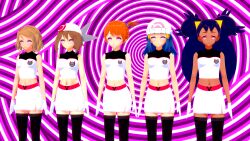  3d blonde_hair blue_hair brown_hair dawn female_only femsub iris koikatsu! may misty nintendo orange_hair original pokemon purple_hair serena spiral surrisaki team_hypno 