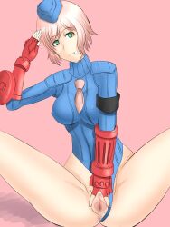  beret breasts capcom clothed_exposure estellise_sidos_heurassein expressionless female_only femsub fingerless_gloves gloves green_eyes imortal_p masturbation pink_hair pussy saluting shadaloo_dolls short_hair spread_pussy street_fighter tales_of_(series) tales_of_vesperia 