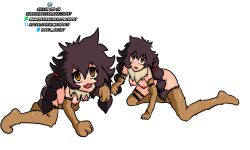 all_fours bottomless breasts brown_hair chibi eevee empty_eyes femsub happy_trance idpet nintendo nude pet_play pokemon pokemon_trainer topless twintails