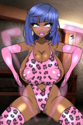 armpit_hair blush breast_expansion breasts cleavage crossed_eyes ebonization erect_nipples erect_nipples_under_clothes eyelashes eyeshadow female_only femsub ganguro genshin_impact gloves haigure heart huge_breasts huge_nipples jewelry kei leopard_print leotard lip_expansion lipstick makeup mole navel necklace open_mouth opera_gloves pink_eyes pubic_hair solo surprised sweat tan_skin thighhighs transformation yelan_(genshin_impact)