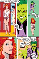  breasts cleavage comic dialogue femsub green_skin happy_trance jean_grey long_hair maledom marvel_comics mesmero multiple_girls multiple_subs official red_hair resisting short_hair smile speech_bubble text underwear x-men 