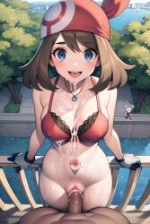  ai_art bandana bottomless bra brittle_(generator) brown_hair coin cum cum_in_pussy cum_on_body dawn erect_nipples femsub gloves hypnotic_eyes large_breasts may necklace nintendo open_mouth outdoors penis pokemon pokemon_diamond_pearl_and_platinum pokemon_ruby_sapphire_and_emerald pov pussy ring_eyes sex smile standing tattoo trees underwear 