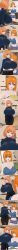  absurdres blue_eyes calusteri closed_eyes dialogue english_text eye_color_change female_only femdom femsub milf mother_and_daughter orange_hair original possession red_eyes scared short_hair text 