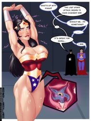  ablaca_art batman breasts cervix_penetration comic dc_comics femsub happy_trance maledom parasite pink_eyes starro super_hero superman text wonder_woman x-ray 