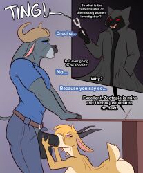 albinefoxxo chief_bogo comic dialogue disney fellatio femsub gazelle gazelle_girl hypnotic_audio malesub multicolored_eyes spiralwash_eyes text tuning_fork western zootopia