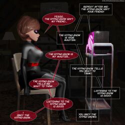  3d brown_hair dialogue elastigirl femsub helen_parr hypnotic_screen large_breasts latinkaixa milf short_hair spiral_eyes text the_incredibles 