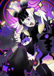 absurdres crown female_only femdom femsub gloves glowing glowing_eyes hololive hololive_english ninomae_ina'nis parasite purple_eyes purple_hair wings yorobi_san