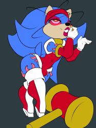 absurdres amy_rose androgynous dazed feminization furry hammer happy_trance headband hedgehog_girl high_heels lavenderrose lipstick living_costume makeup male_only malesub ring_eyes sonic_the_hedgehog sonic_the_hedgehog_(series) symbol_in_eyes transformation