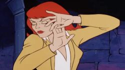  animated animated_gif breasts expressionless female_only femsub ghostbusters_(filmation) jessica_wray large_breasts red_hair screencast shrunken_irises western 