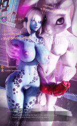  3d alien alien_girl au_ra blue_skin breasts bunny_boy erection femsub final_fantasy final_fantasy_xiv furry gameplay_mechanics large_breasts large_penis nashandraffxiv non-human_penis penis text 
