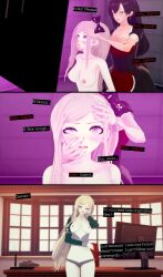 bare_breasts black_hair cyanstargazer dangan_ronpa empty_eyes expressionless femsub final_fantasy final_fantasy_vii happy_trance large_breasts long_hair nipples sonia_nevermind tifa_lockhart