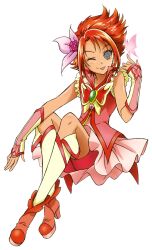  butterfly cure_rouge earrings female_only femalehypno_(manipper) femsub manip orange_hair precure rin_natsuki small_breasts solo spiral_eyes tongue_out 