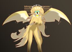  angel anouras bird_girl blue_eyes brain_drain collar drool femsub hazbin_hotel resisting speaker_of_god_(hazbin_hotel) tech_control text unhappy_trance wall_eyed wings 