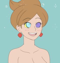  animated animated_gif blush bottomless brown_hair cleavage earrings female_only femsub happy_trance jewelry kaa_eyes nintendo nude open_mouth plsgts pokemon pokemon_black_and_white professor_juniper short_hair solo topless 