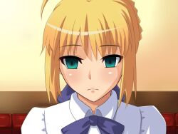  blonde_hair empty_eyes expressionless fate/stay_night fate_(series) femsub green_eyes saber 