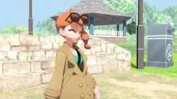 3d airmotor animated bad_thumbnail blue_eyes boots clothed coat collar collarbone confused crop_top empty_eyes eye_roll female_only femsub hair_ornament hypnotic_accessory hypnovember long_nails mmd nail_polish nintendo orange_hair panting pants pokemon pokemon_sword_and_shield ponytail scared side_ponytail sonia_(pokemon) sound sunglasses video