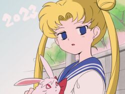  blonde_hair blue_eyes bow bunny earrings empty_eyes expressionless femsub hitsugi_mc looking_at_viewer open_mouth sailor_moon sailor_moon_(series) twintails 