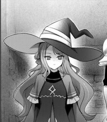 artist_request copyright_request empty_eyes expressionless femsub long_hair monochrome screenshot witch witch_hat