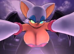  bat_girl bat_wings breasts cleavage danni68_(manipper) female_only femdom furry hypnotic_eyes kaa_eyes large_breasts looking_at_viewer manip pov pov_sub rouge_the_bat sonic_the_hedgehog_(series) 